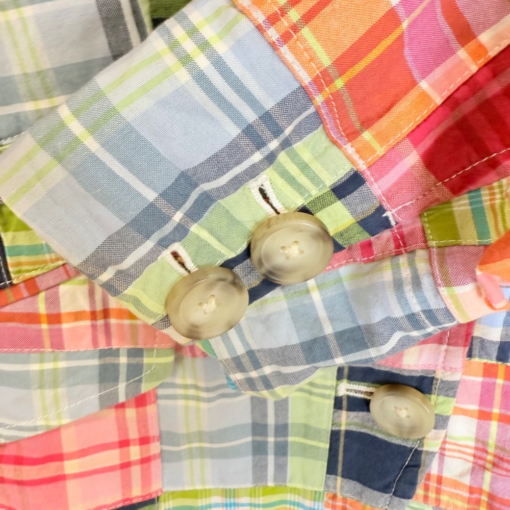 LL Bean Madras Plaid Blazer Jacket Womens 10 REG Multi Color Cotton Button Front - Picture 6 of 8